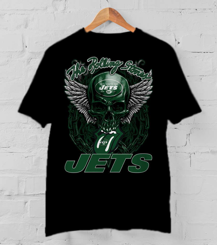 The Rolling Stones New York Jets Skull And Wings T-Shirt
