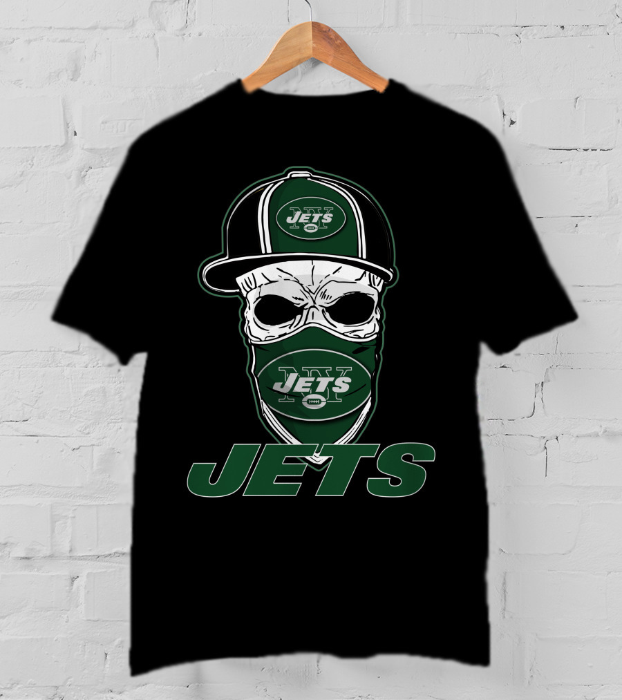 Skull Hat Jets Mask Logo New York Jets T-Shirt