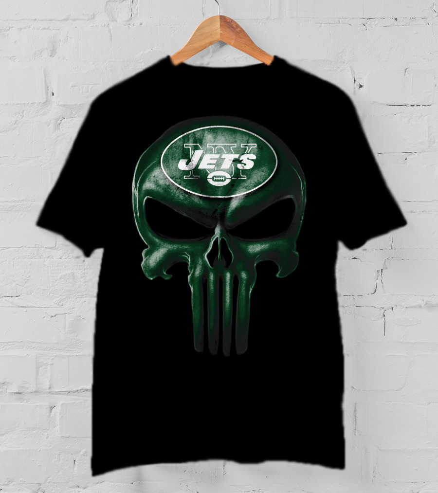 Skull V3 New York Jets NFL Logo Fusion T-Shirt