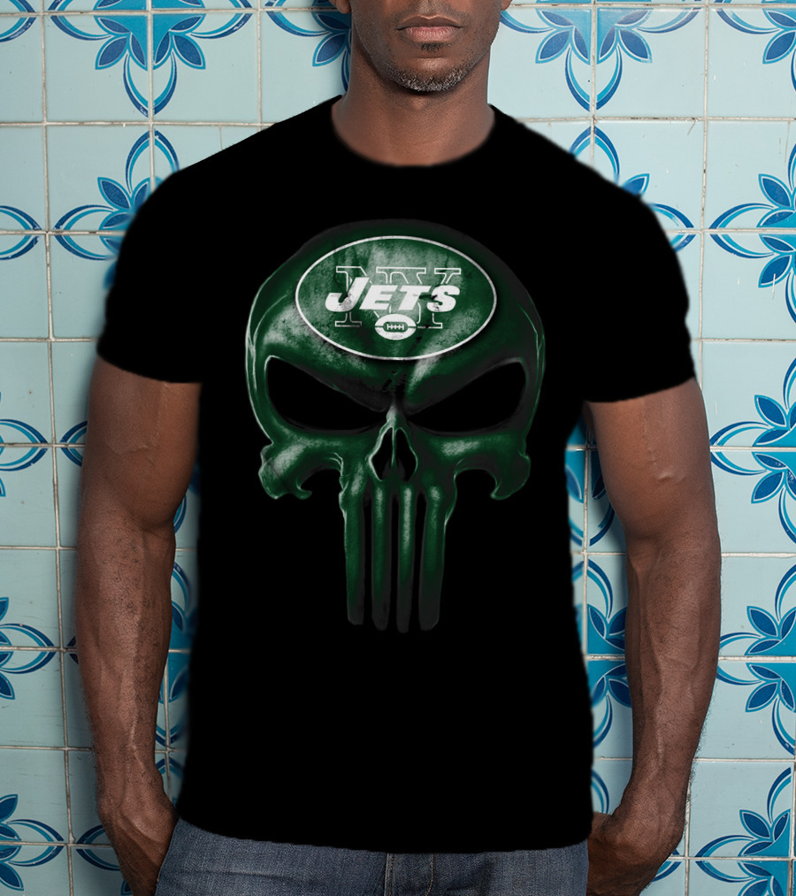 Skull V3 New York Jets NFL Logo Fusion T-Shirt