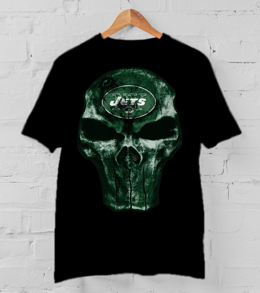 Skull V4 New York Jets Football Emblem T-Shirt