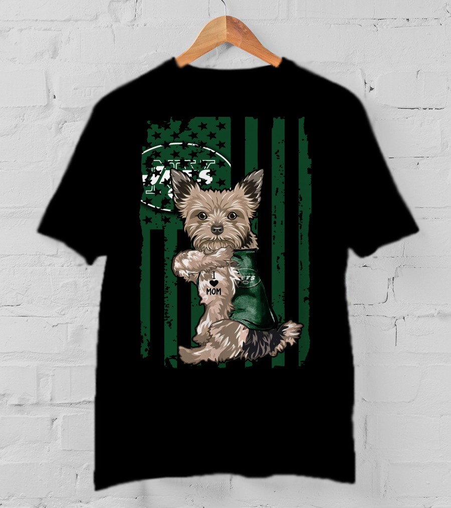 Yorkshire Terrier I Love Mom New York Jets T-Shirt