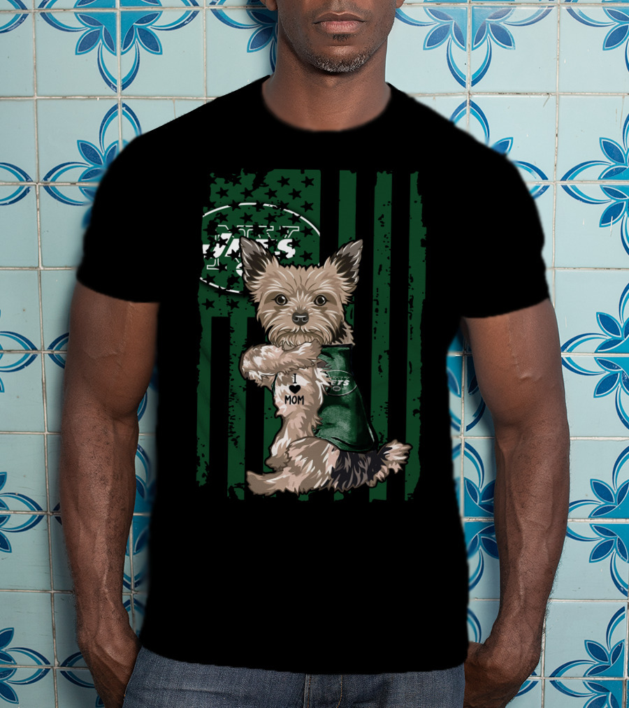Yorkshire Terrier I Love Mom New York Jets T-Shirt