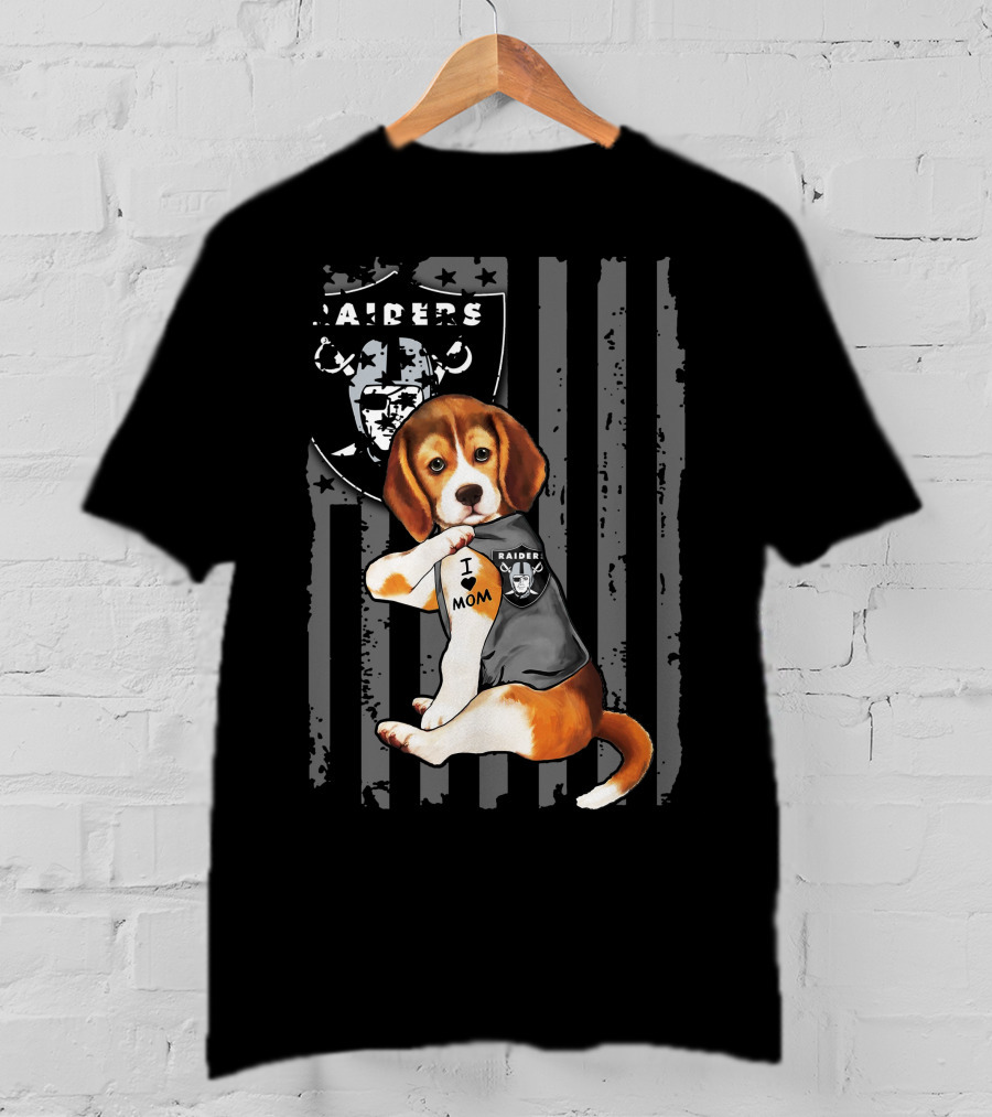 Beagle Raiders I Love Mom NFL Fan T-Shirt
