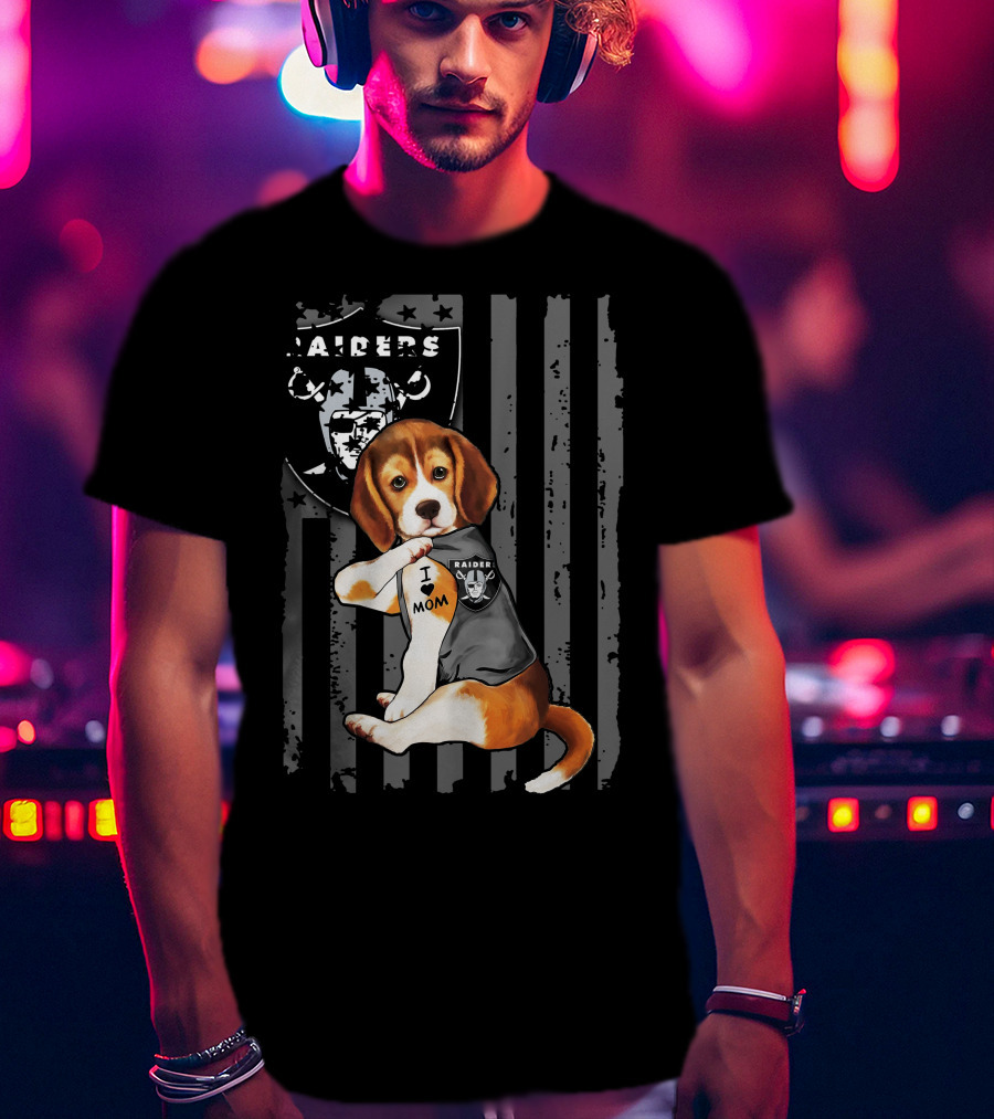 Beagle Raiders I Love Mom NFL Fan T-Shirt