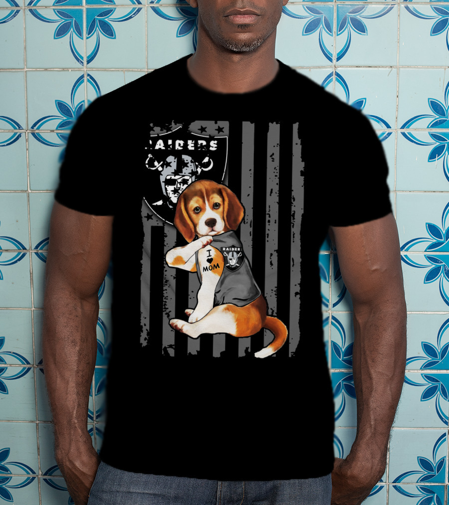 Beagle Raiders I Love Mom NFL Fan T-Shirt