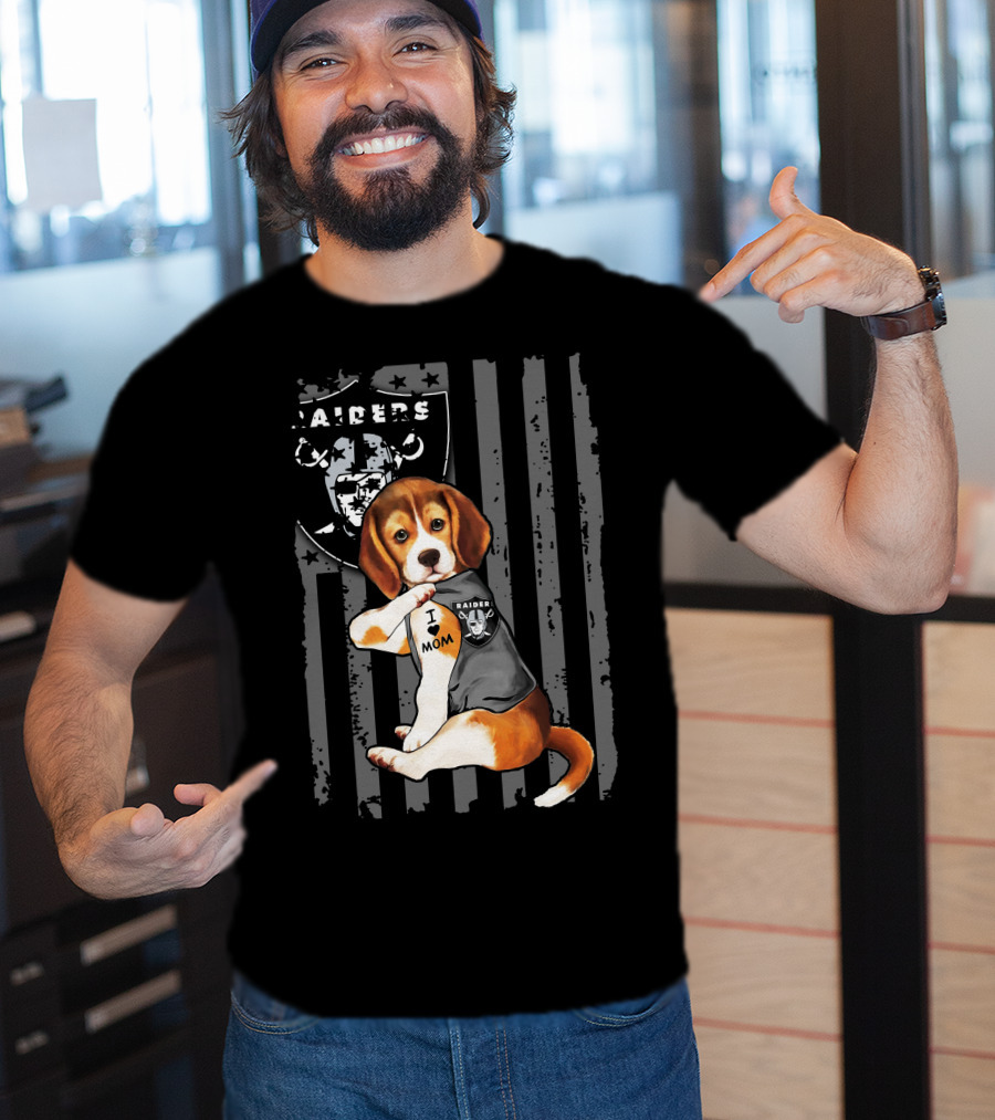 Beagle Raiders I Love Mom NFL Fan T-Shirt