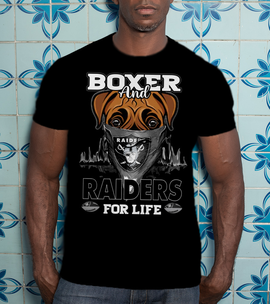 Boxer And Raiders For Life Raider Fan Mask Bulldog T-Shirt