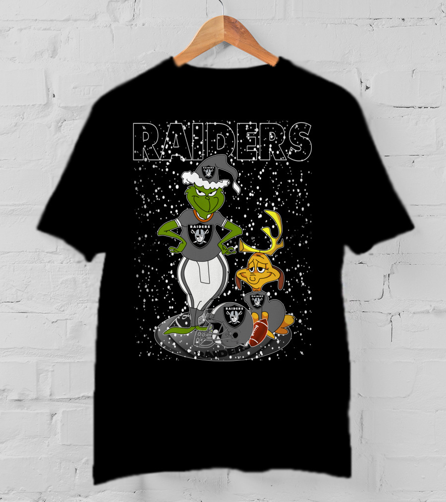 Grinchxmas Raiders Christmas Grinch With Raiders Logo Snowflakes T-Shirt