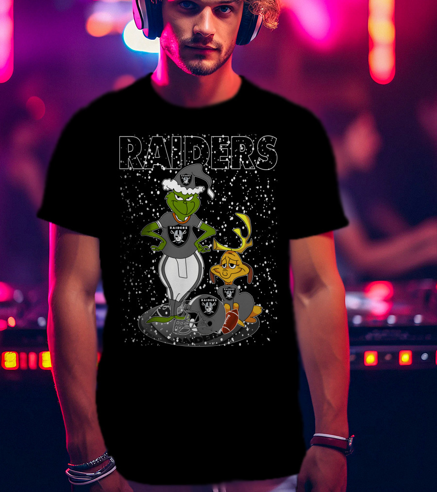 Grinchxmas Raiders Christmas Grinch With Raiders Logo Snowflakes T-Shirt