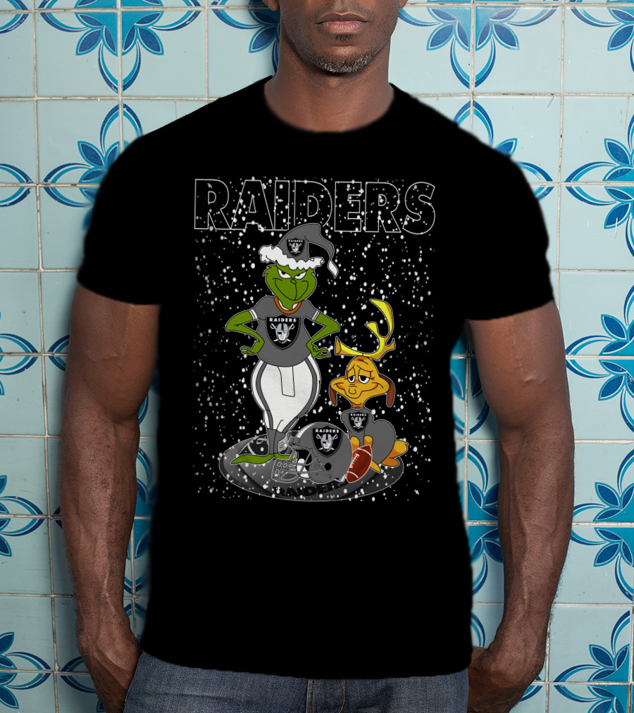 Grinchxmas Raiders Christmas Grinch With Raiders Logo Snowflakes T-Shirt