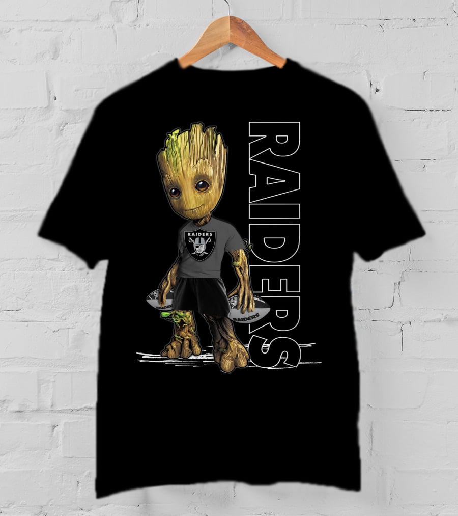 Groot Raiders Holding Football With Raiders T-Shirt