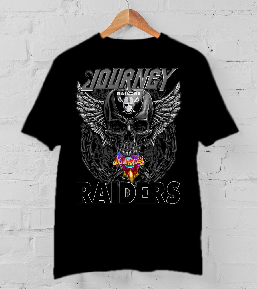 Journey Raiders Skull With Wings And Chains T-Shirt