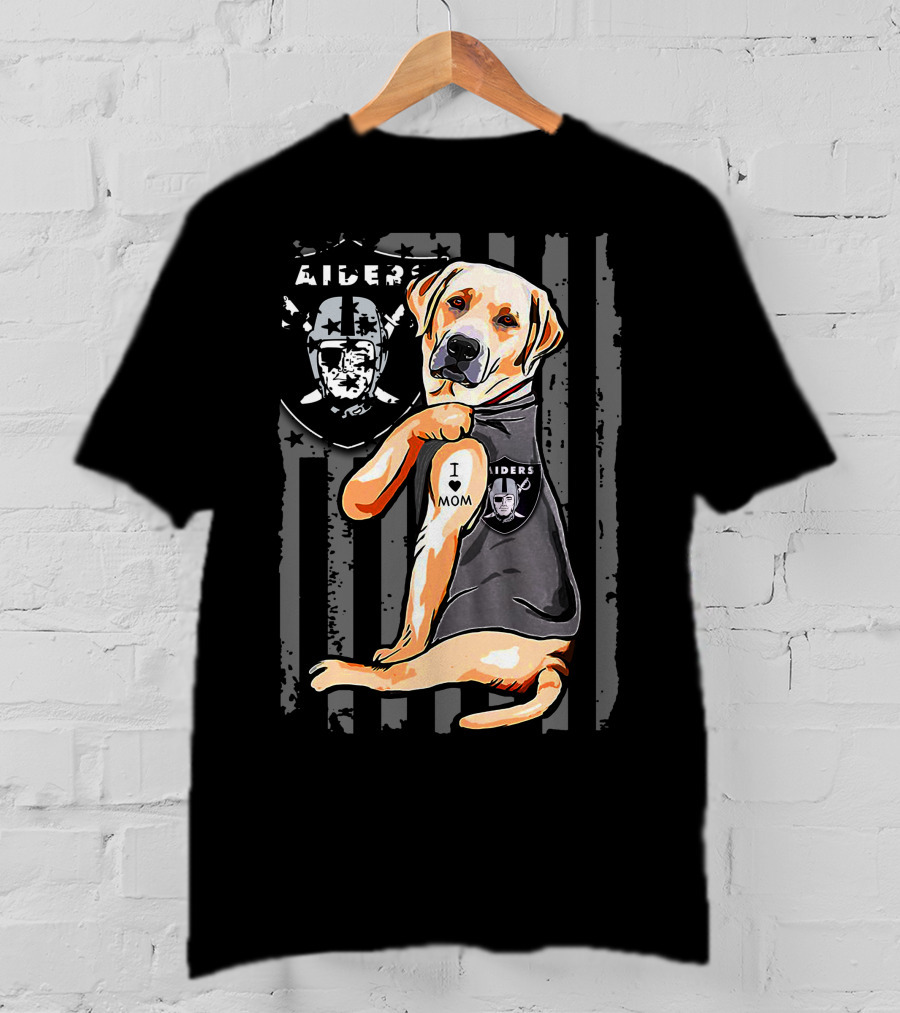 Labrador Retriever I Love Mom With Raiders Shield T-Shirt