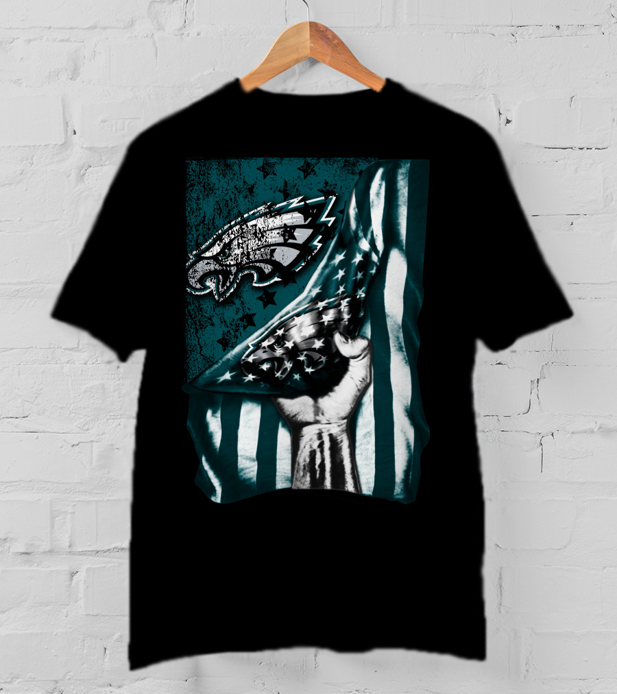Philadelphia Eagles American Flag Fist Emblem T-Shirt