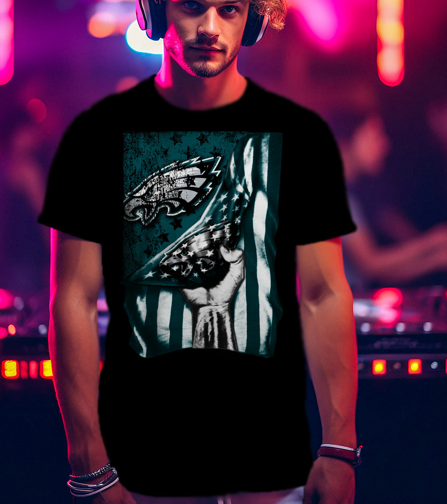 Philadelphia Eagles American Flag Fist Emblem T-Shirt