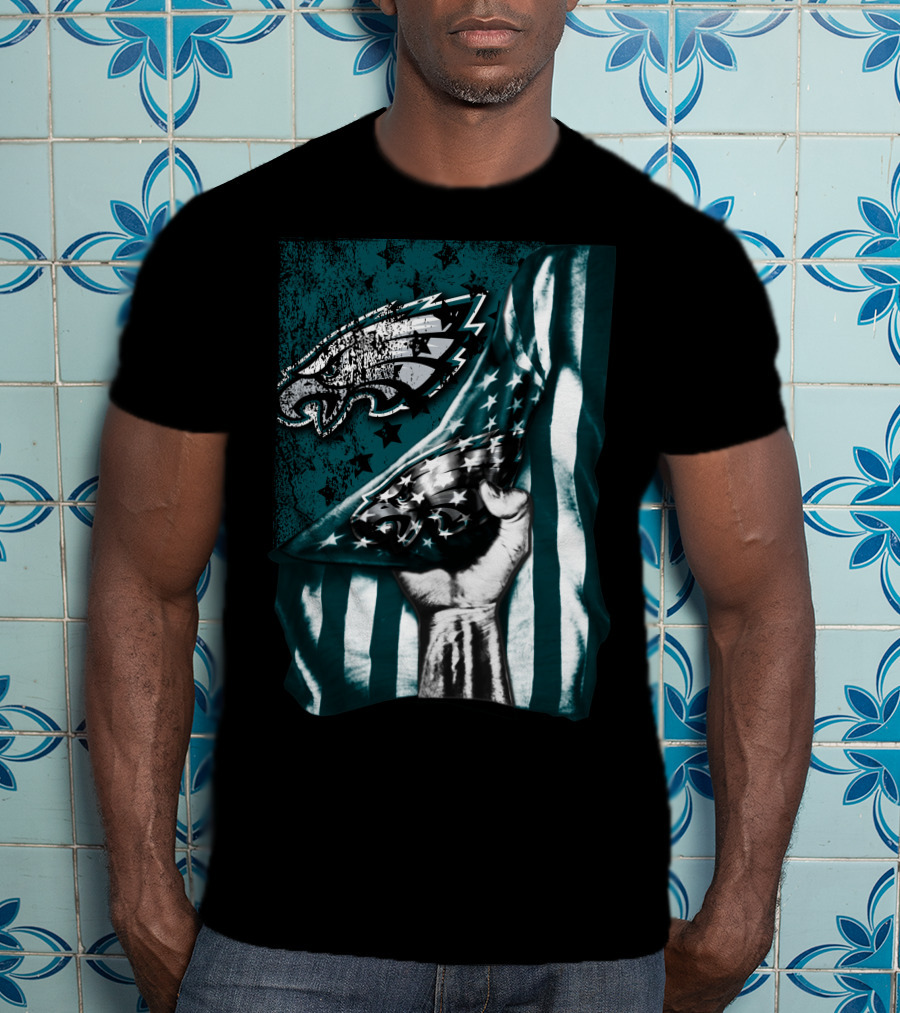 Philadelphia Eagles American Flag Fist Emblem T-Shirt