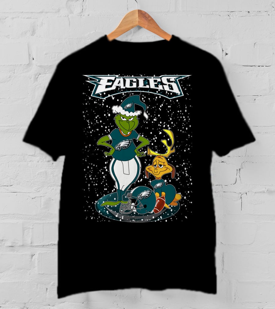 Philadelphia Eagles Grinch Christmas Football Fan Gear T-Shirt