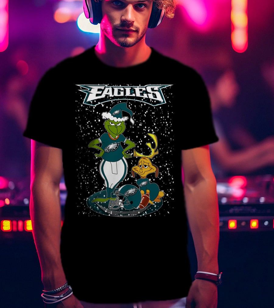 Philadelphia Eagles Grinch Christmas Football Fan Gear T-Shirt