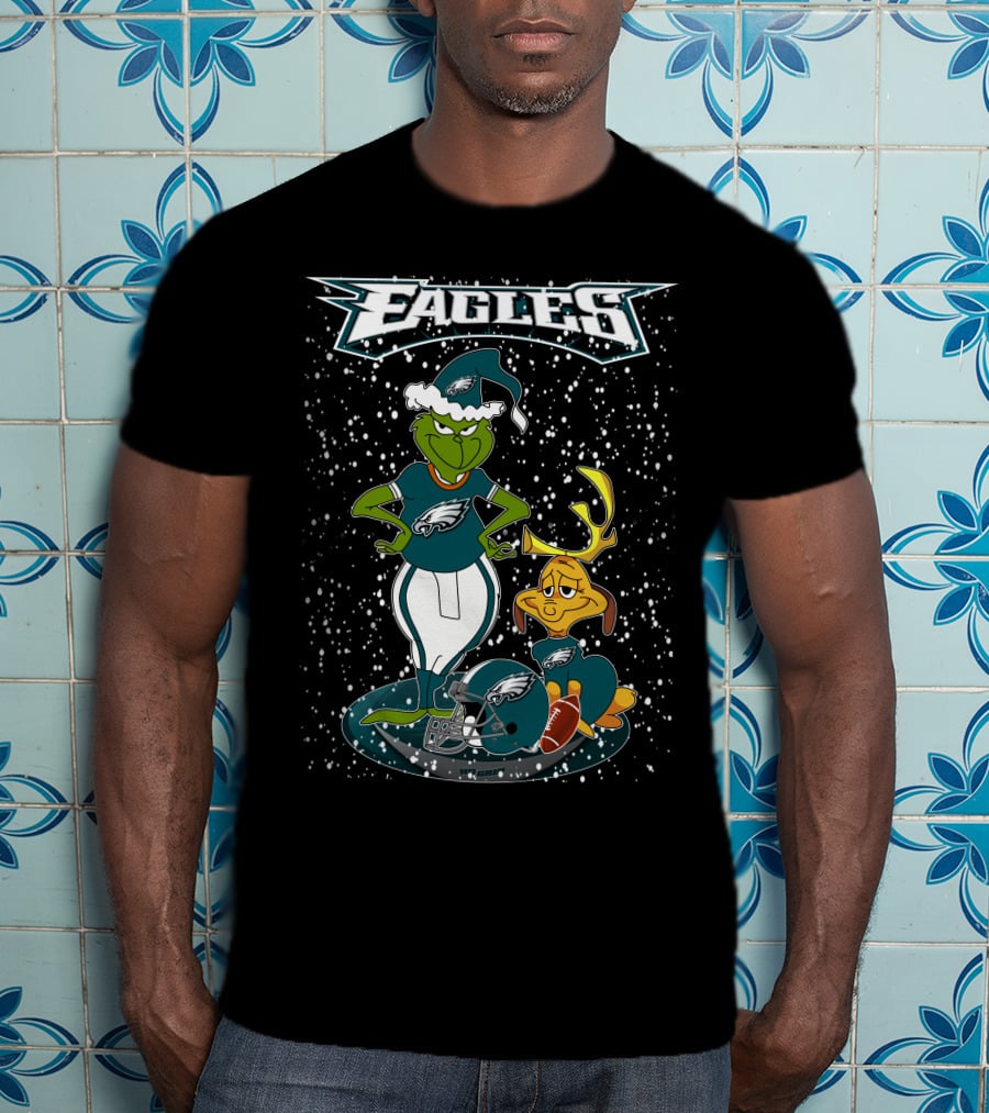 Philadelphia Eagles Grinch Christmas Football Fan Gear T-Shirt