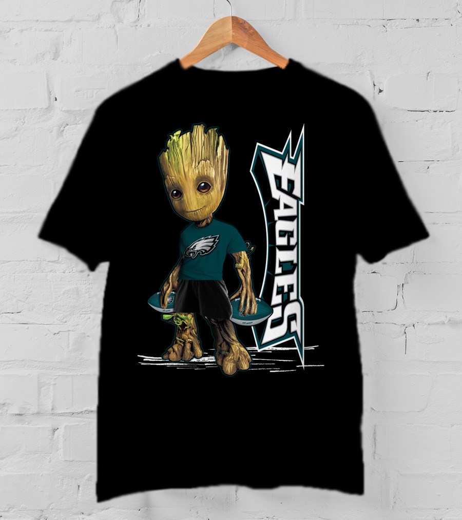 Groot Philadelphia Eagles Football Team Fan Character NFL T-Shirt