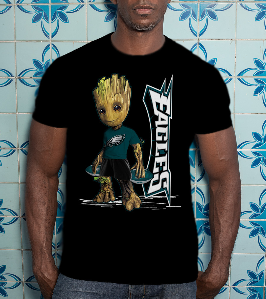 Groot Philadelphia Eagles Football Team Fan Character NFL T-Shirt