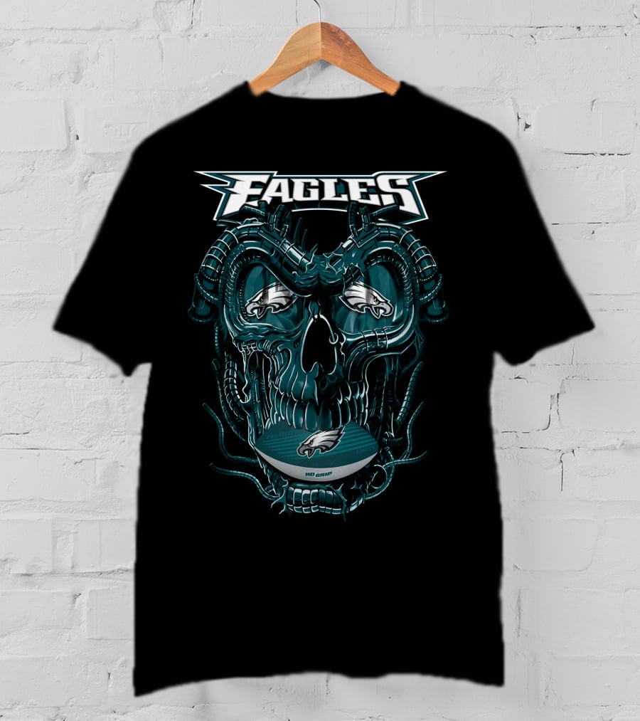 Philadelphia Eagles Dragonskull Fusion With Iconic Football Elements T-Shirt