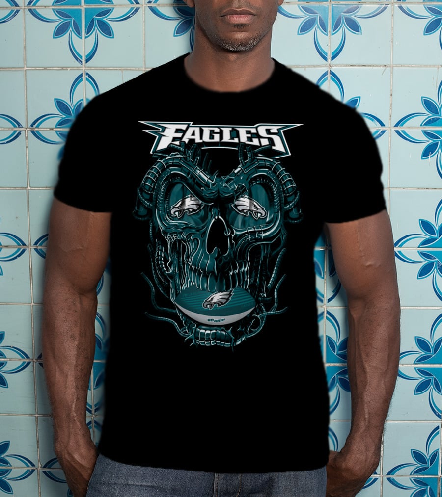 Philadelphia Eagles Dragonskull Fusion With Iconic Football Elements T-Shirt