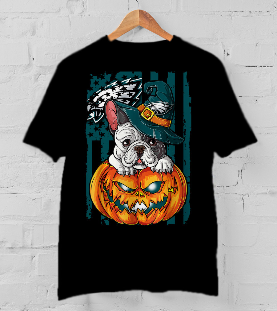Hlw Bulldog Halloween Philadelphia Eagles Pumpkin T-Shirt