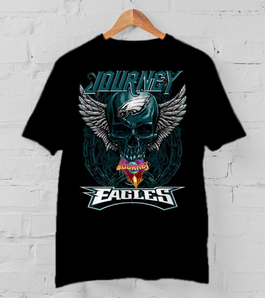 Journey Philadelphia Eagles Skull Wings Chain Football Fan T-Shirt