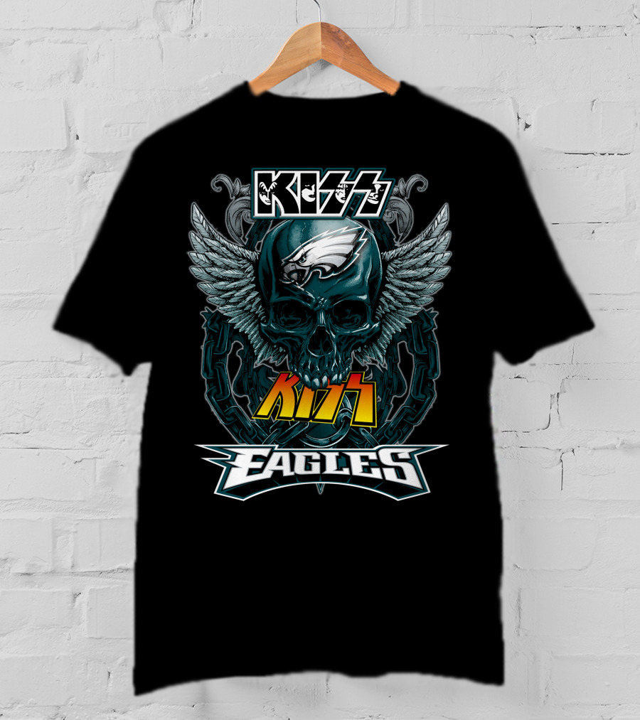 Kiss Eagles Philadelphia Skull Wing T-Shirt