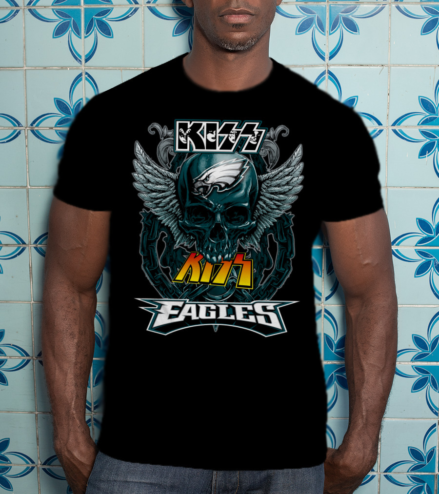 Kiss Eagles Philadelphia Skull Wing T-Shirt