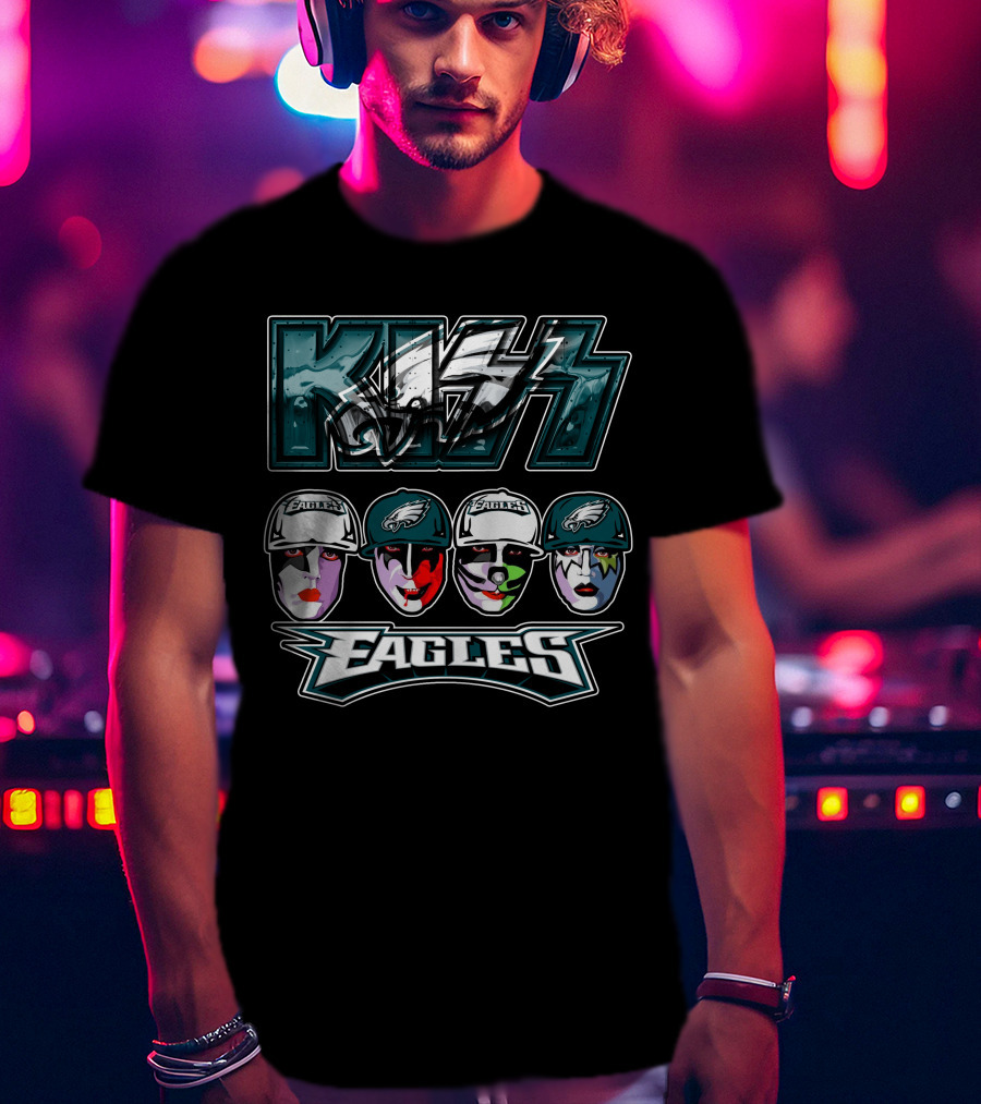 Kiss Band Meets Philadelphia Eagles Face Paint Fans T-Shirt