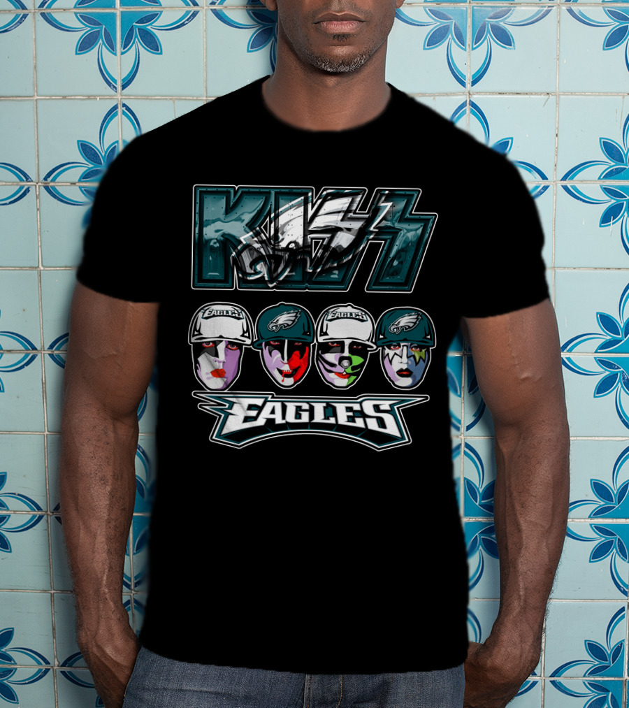 Kiss Band Meets Philadelphia Eagles Face Paint Fans T-Shirt