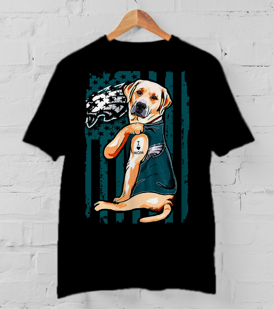 Philadelphia Eagles Labrador Retriever I Love Mom Tattoo T-Shirt