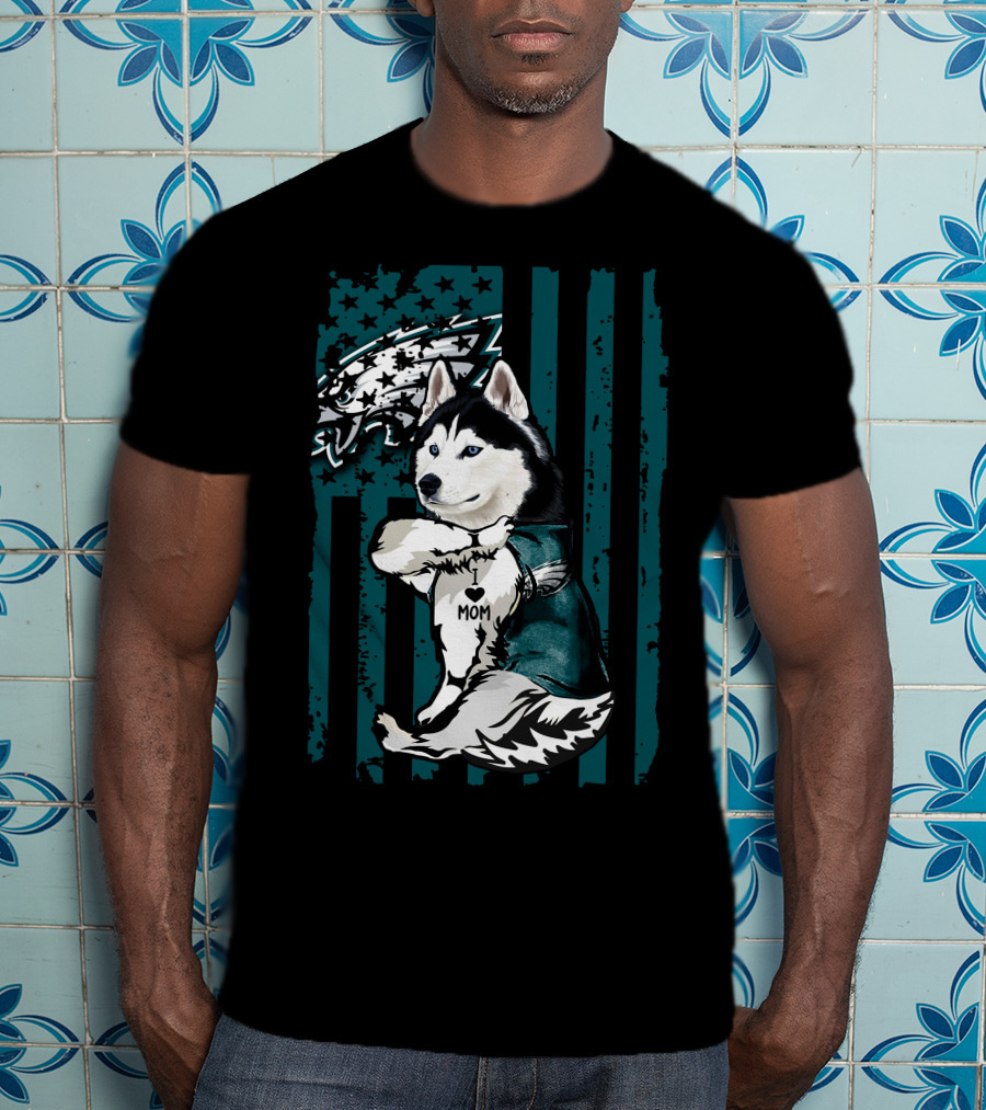 Philadelphia Eagles Siberian Husky Mom T-Shirt