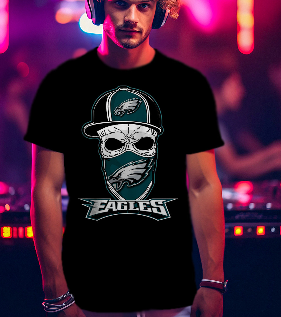 Philadelphia Eagles Skull Cap Mask T-Shirt