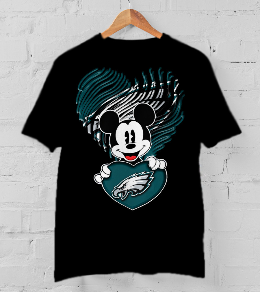 Philadelphia Eagles Heart Mickey Mouse T-Shirt