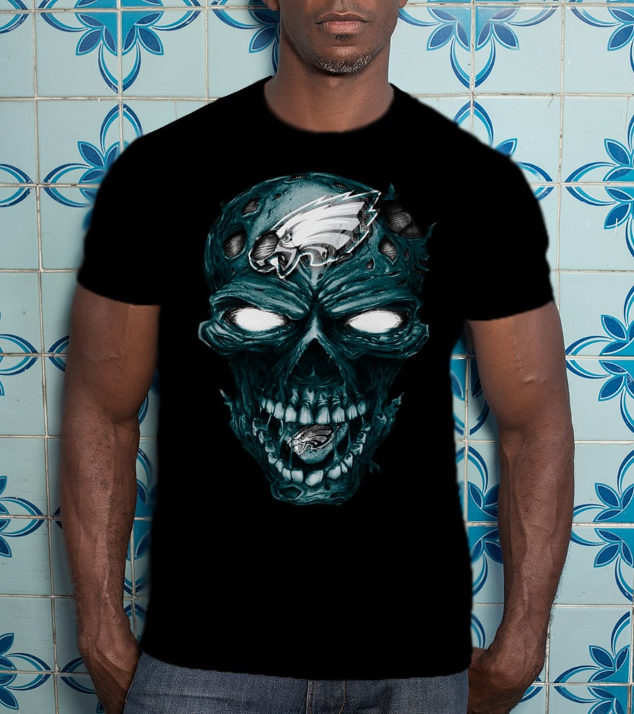 Skull V2 Philadelphia Eagles Zombie Face T-Shirt
