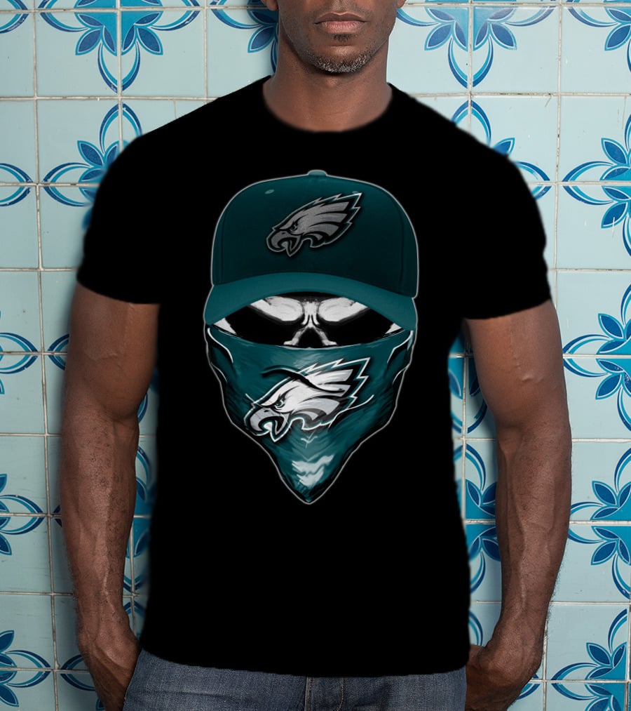Skull V6 Philadelphia Eagles Fan Gear T-Shirt