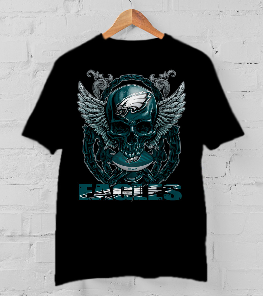 Philadelphia Eagles Skullfb Winged Skull Bold Eagles T-Shirt