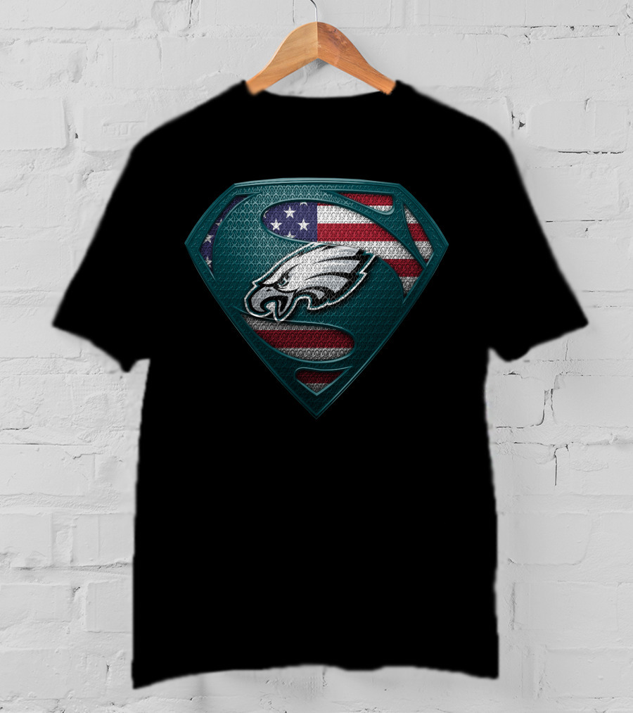 Philadelphia Eagles American Flag Superman T-Shirt