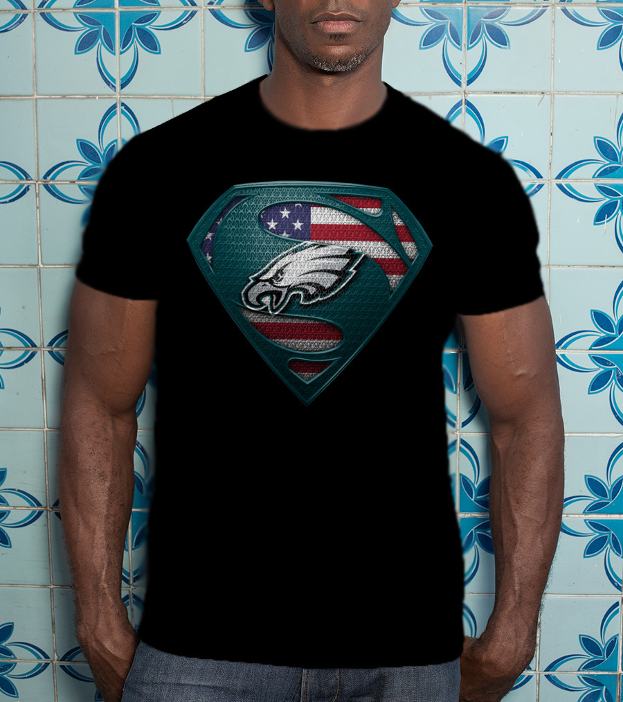 Philadelphia Eagles American Flag Superman T-Shirt