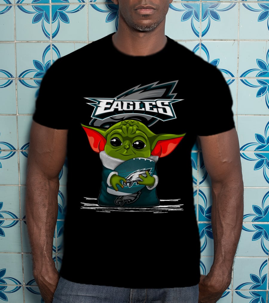 Yoda V3 Philadelphia Eagles Fan Mascot Holding Football T-Shirt