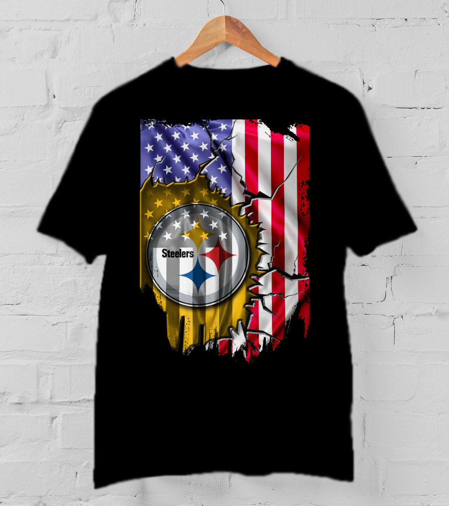 USA Flag Pittsburgh Steelers Logo V2 T-Shirt