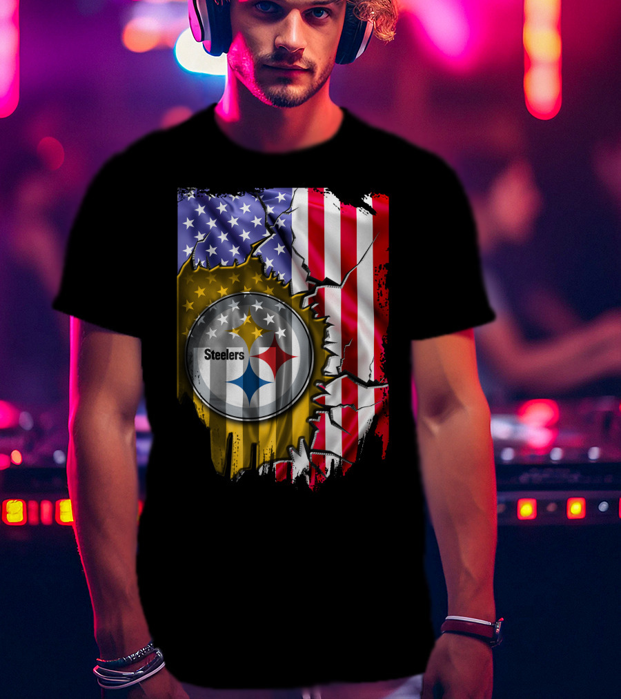USA Flag Pittsburgh Steelers Logo V2 T-Shirt
