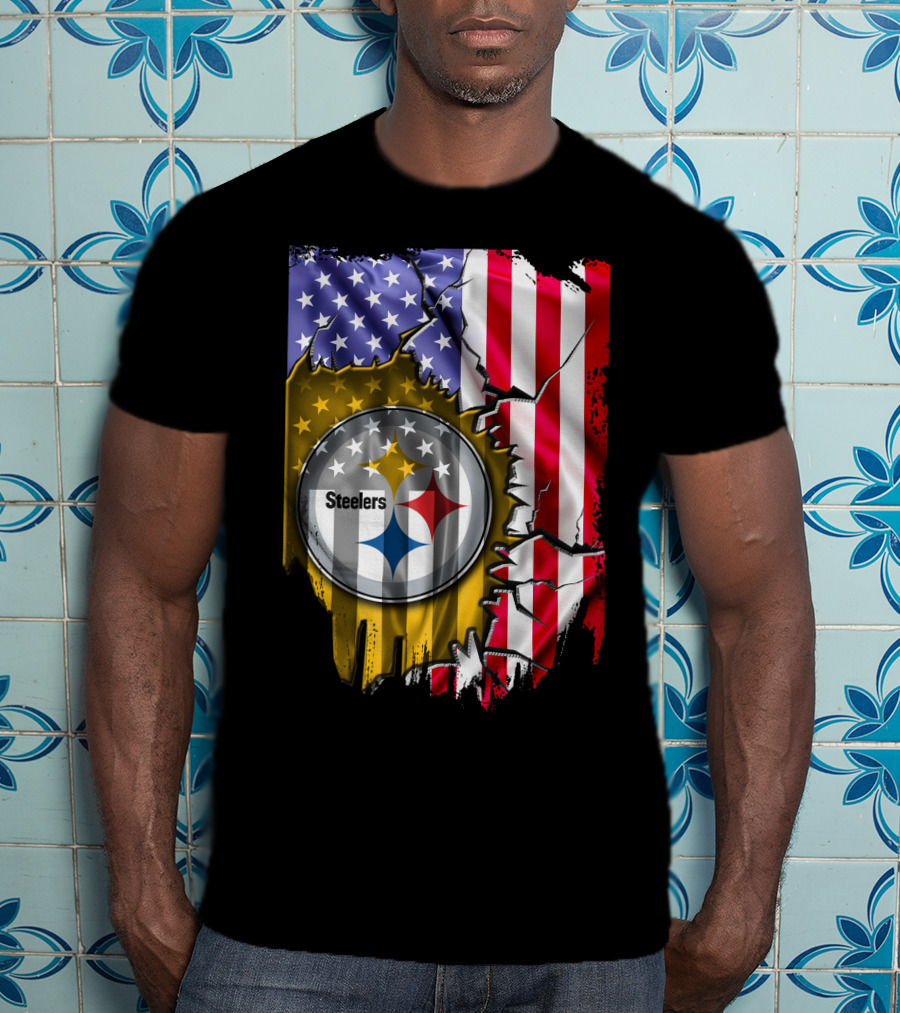 USA Flag Pittsburgh Steelers Logo V2 T-Shirt