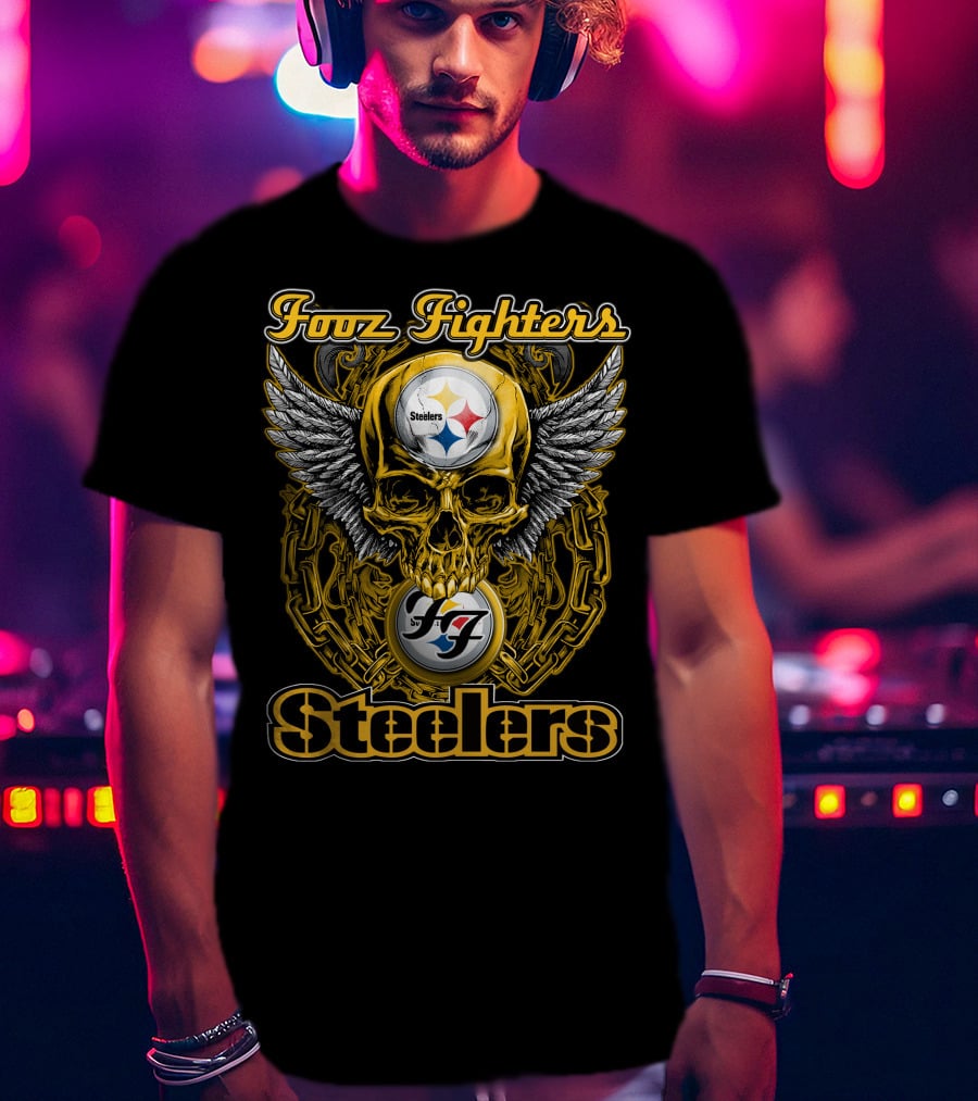 Foo Fighters Steelers Skull Wings T-Shirt