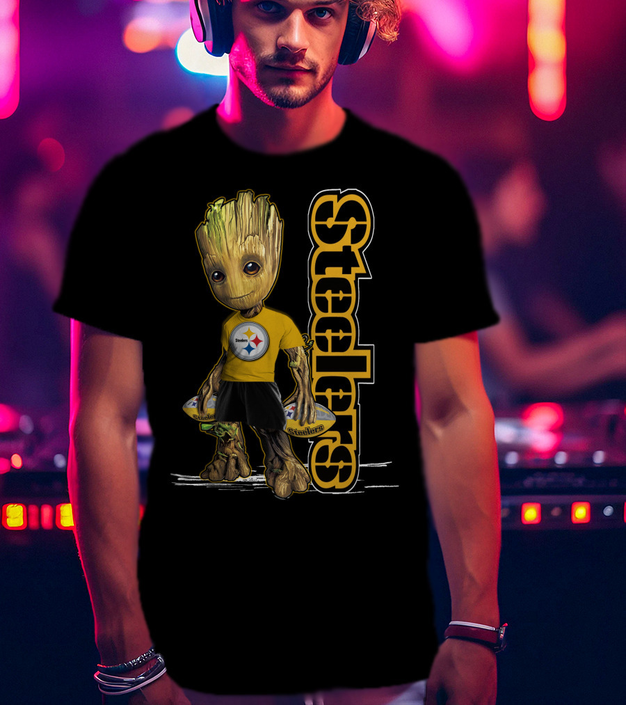 Groot Steelers Pittsburgh Football Fan Character T-Shirt
