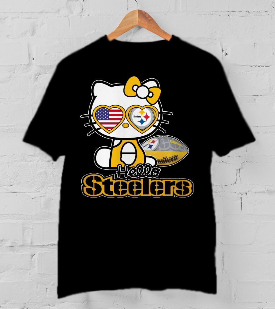 Hello Steelers Hello Kitty Pittsburgh Football T-Shirt